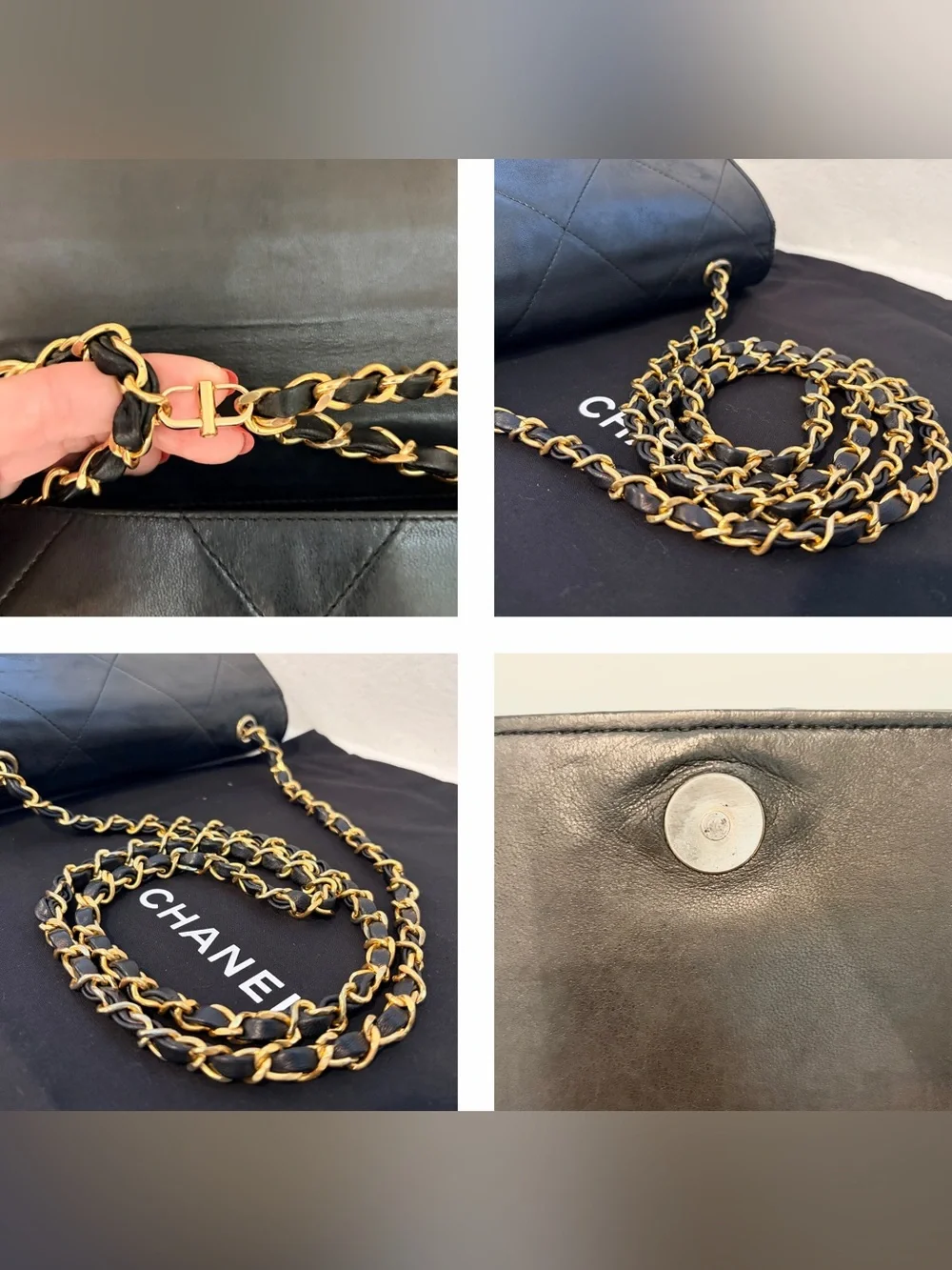 Auth CHANEL Quilted CC Matelasse Lambskin Leather 24K Single Flap Bag